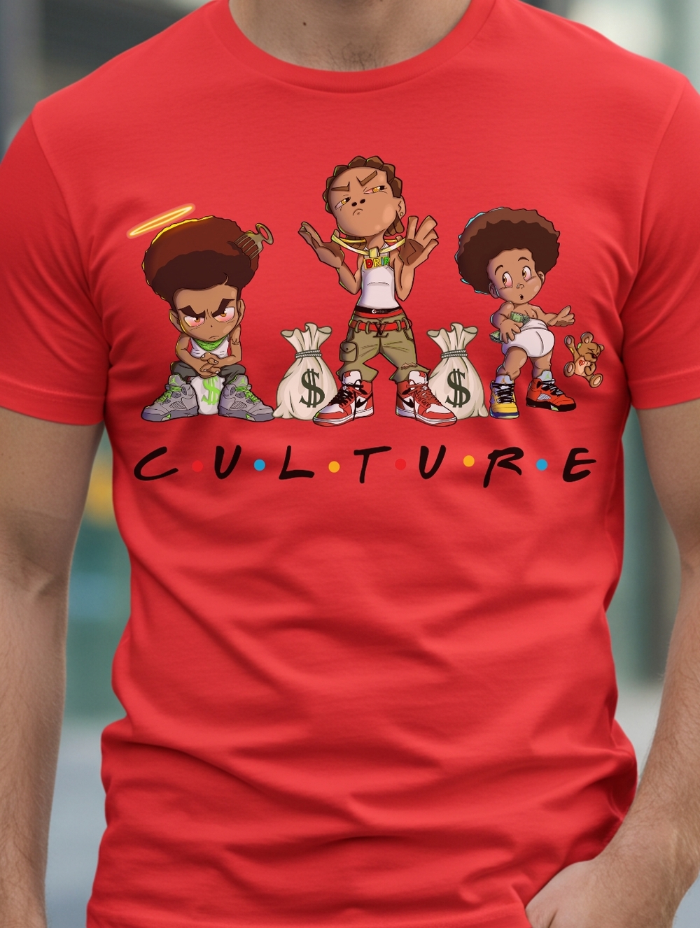 Red Cartoon Boondocks 'CULTURE' Graphic Tee